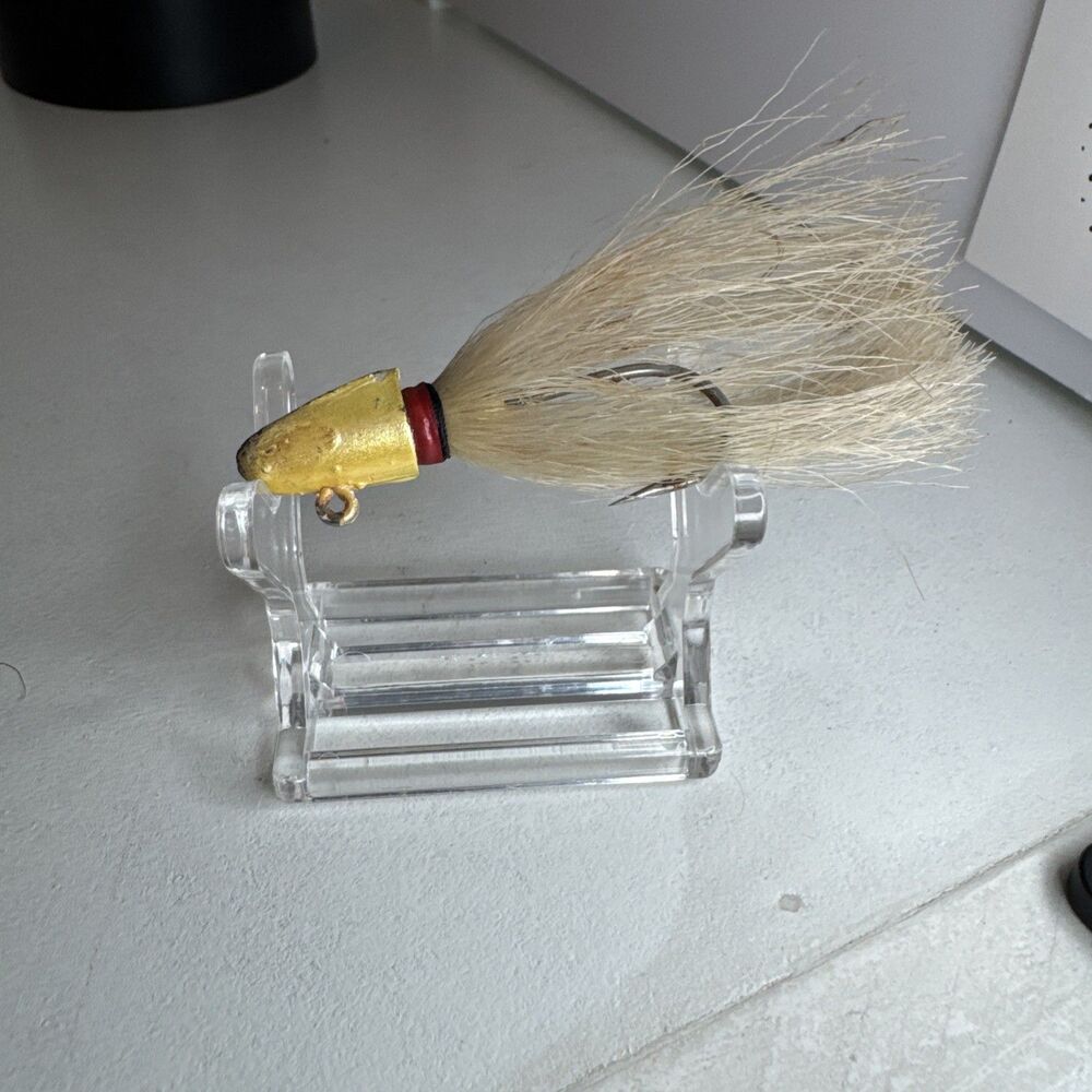 (2) Vintage Fishing Lure Lures Medium Weighted Metal Feathered Tackle Antique